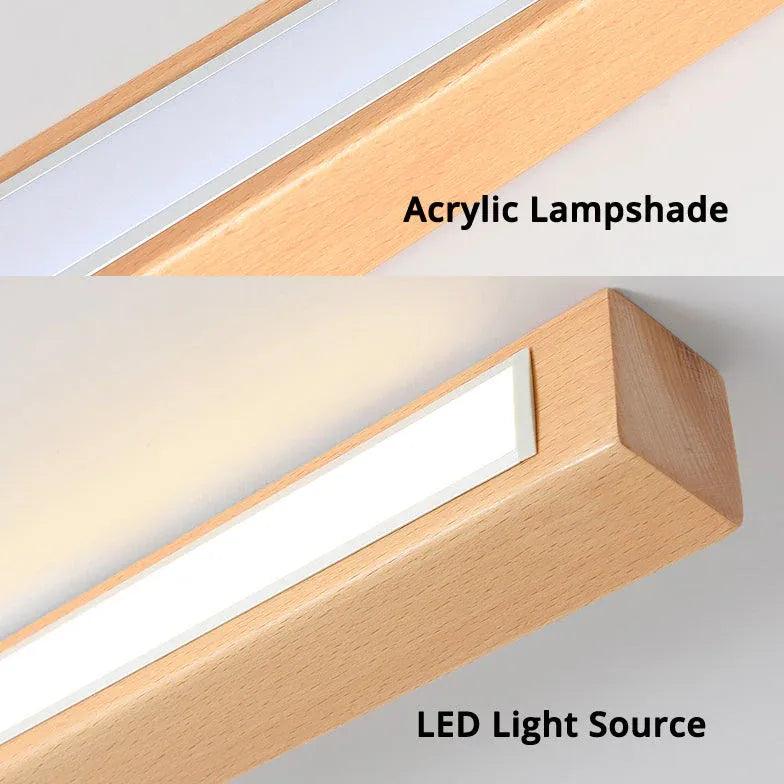 Rectangular LED Wooden Hallway Ceiling Light for Indoor Use - Rebooters