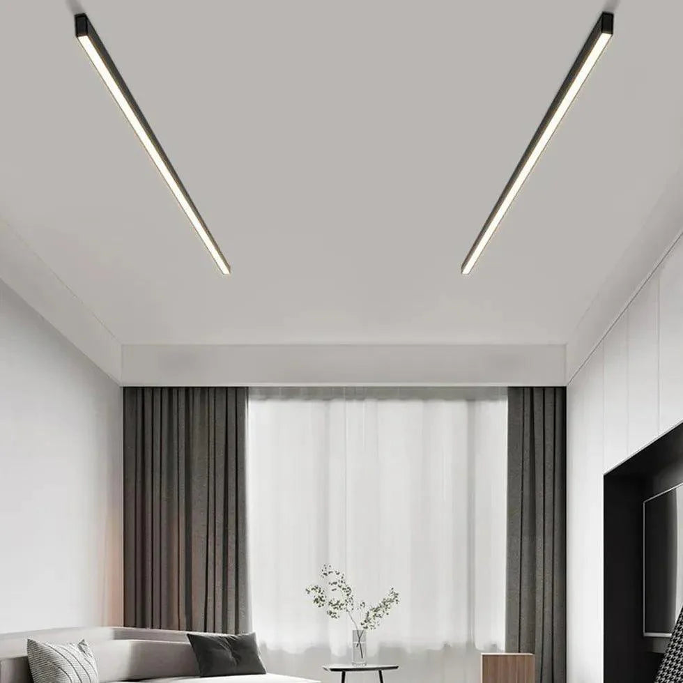 Long Linear Black Flush Ceiling Lights for Modern Spaces - Rebooters