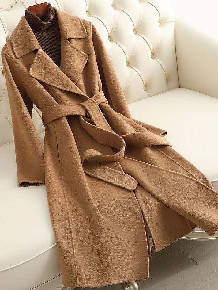 Womens Chic Belted Overcoat for Stylish Everyday Wear - Rebooters