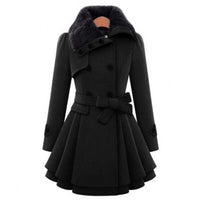 Womens Chic Wool Fit-and-Flare Coat for Effortless Style - Rebooters