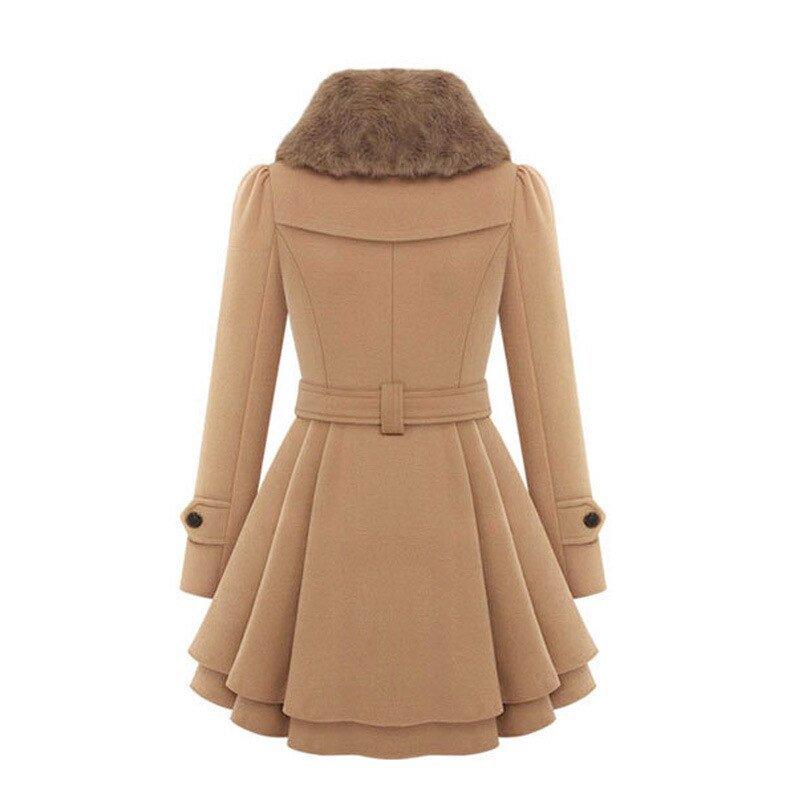 Womens Chic Wool Fit-and-Flare Coat for Effortless Style - Rebooters