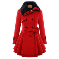 Womens Chic Wool Fit-and-Flare Coat for Effortless Style - Rebooters