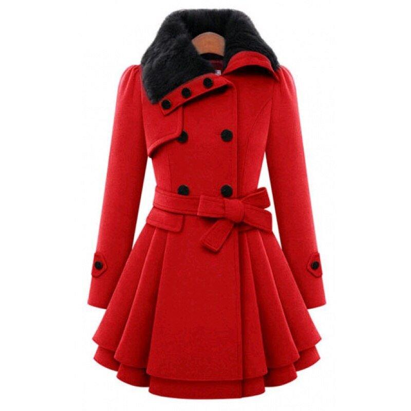 Womens Chic Wool Fit-and-Flare Coat for Effortless Style - Rebooters