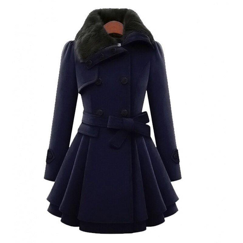 Womens Chic Wool Fit-and-Flare Coat for Effortless Style - Rebooters