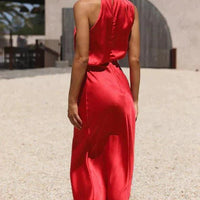 Womens Elegant Halter Neck Midi Dress for Formal Events - Rebooters -Women's Dresses