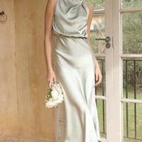 Womens Elegant Halter Neck Midi Dress for Formal Events - Rebooters -Women's Dresses