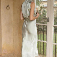 Womens Elegant Halter Neck Midi Dress for Formal Events - Rebooters -Women's Dresses