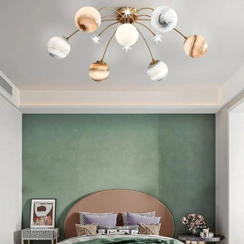 Planetary Sphere Glass Bedroom Ceiling Light Fixture Design | Rebooters - Rebooters