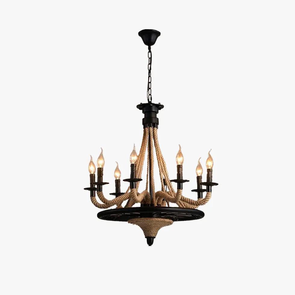 Candle Black Rope Vintage Chandelier for Elegant Spaces | Rebooters - Rebooters