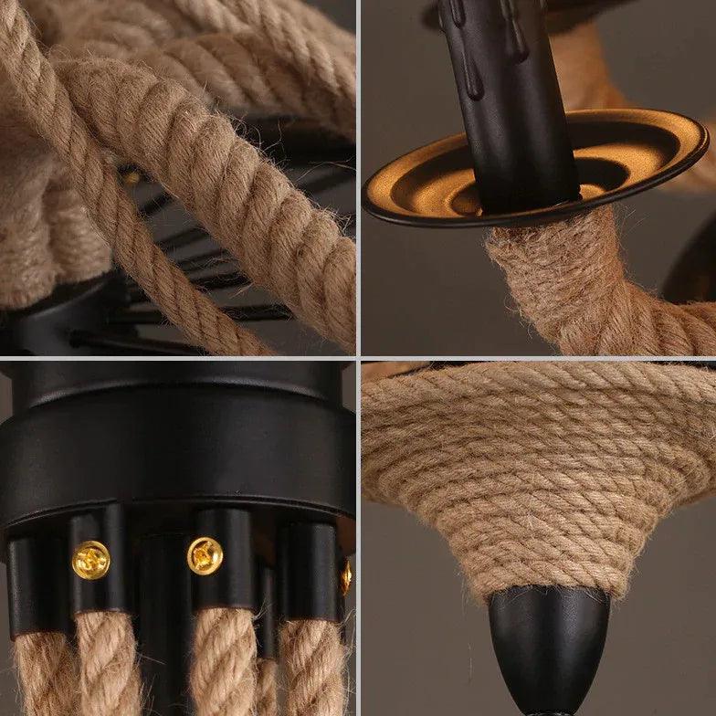 Candle Black Rope Vintage Chandelier for Elegant Spaces | Rebooters - Rebooters