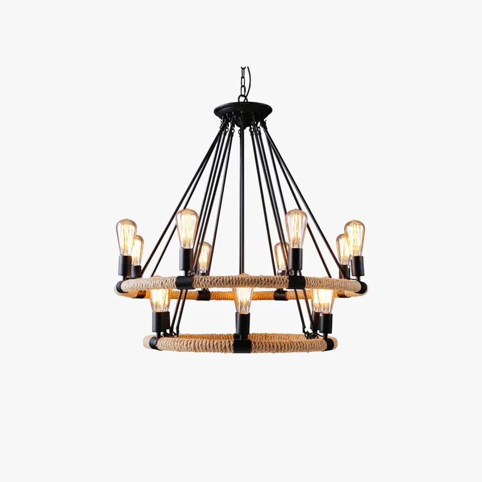 Black Double Ring Multi-Bulb Vintage Chandelier Pendant Light | Rebooters - Rebooters