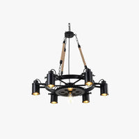 Black Wheel-Shaped Multi-Bulb Industrial Pendant Light Fixture | Rebooters - Rebooters