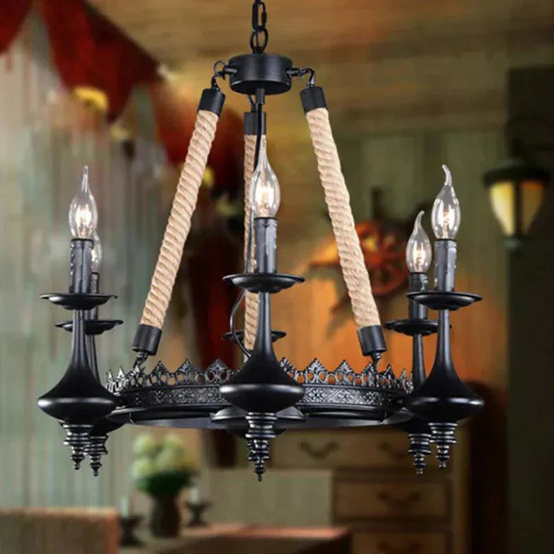 Crown Candle Black Vintage Chandelier for Indoor Spaces | Rebooters - Rebooters