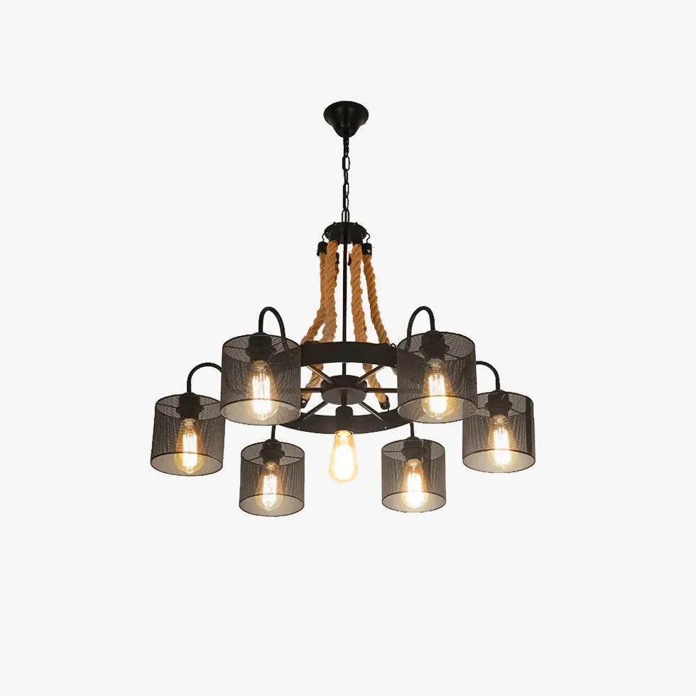 Disc-Shaped Black Rope Industrial Pendant Light Fixture | Rebooters - Rebooters