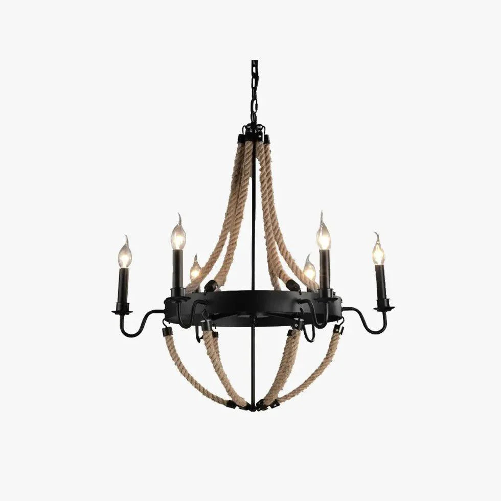 Rope Structure Vintage Candle Holder Chandelier Pendant Light | Rebooters - Rebooters