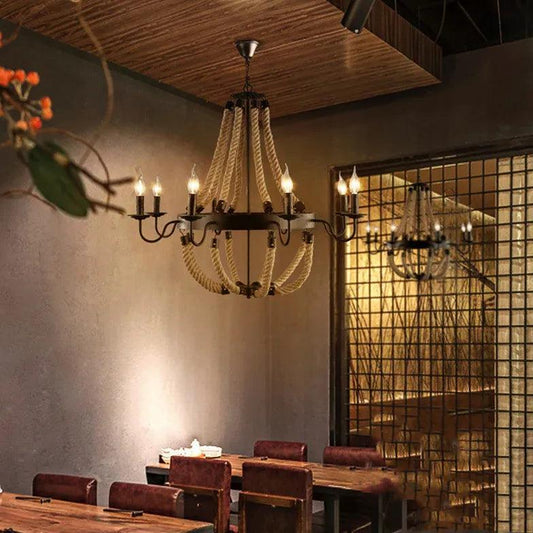 Rope Structure Vintage Candle Holder Chandelier Pendant Light | Rebooters - Rebooters