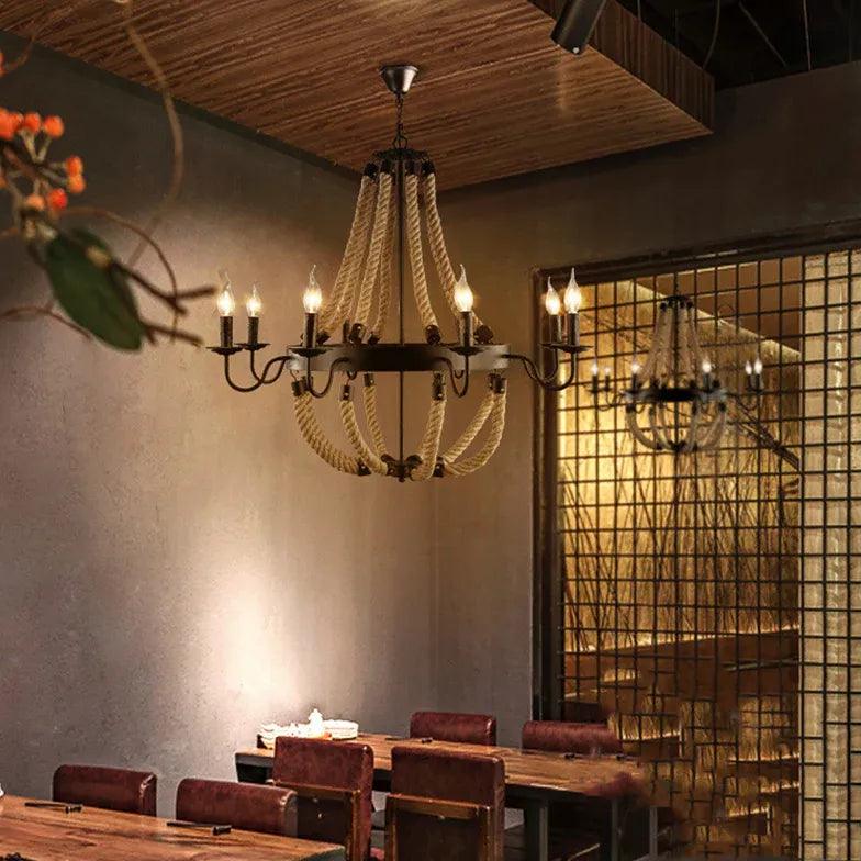 Rope Structure Vintage Candle Holder Chandelier Pendant Light | Rebooters - Rebooters