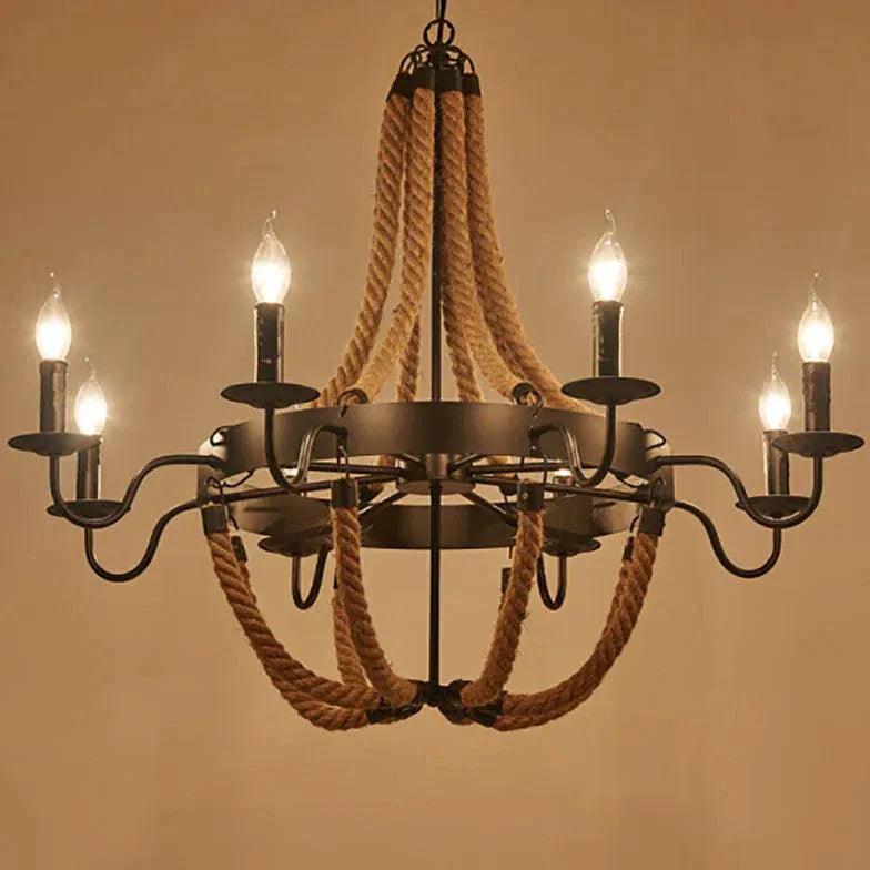 Rope Structure Vintage Candle Holder Chandelier Pendant Light | Rebooters - Rebooters