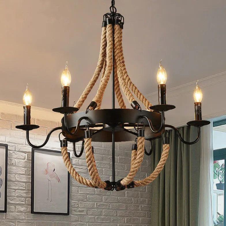 Rope Structure Vintage Candle Holder Chandelier Pendant Light | Rebooters - Rebooters