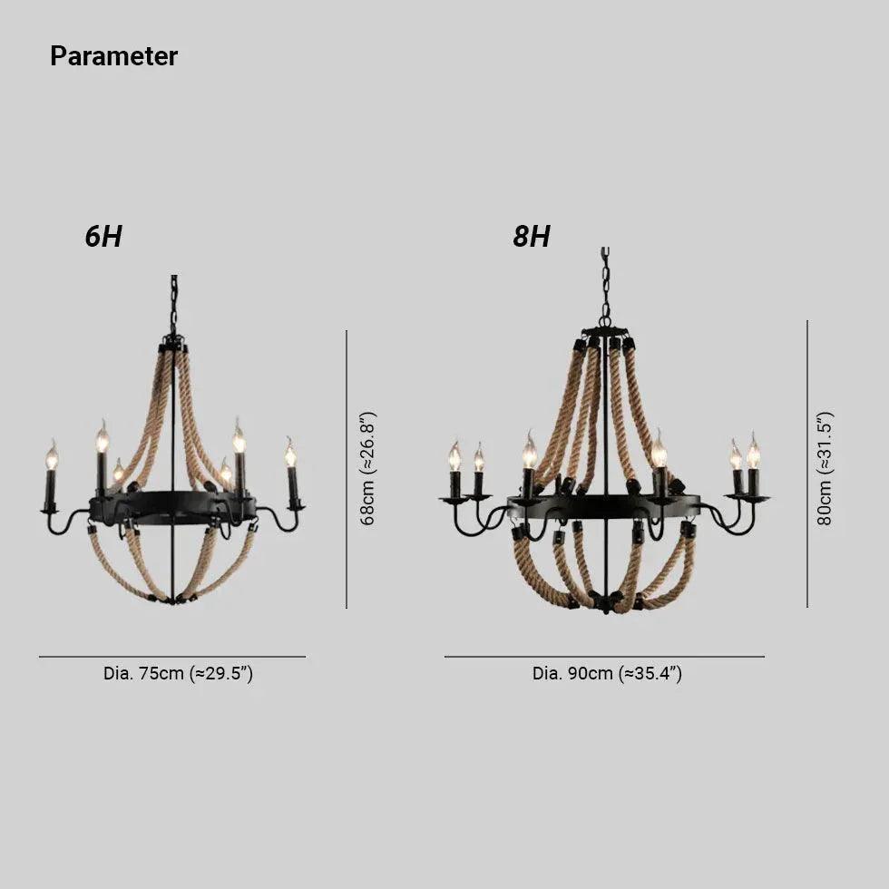 Rope Structure Vintage Candle Holder Chandelier Pendant Light | Rebooters - Rebooters