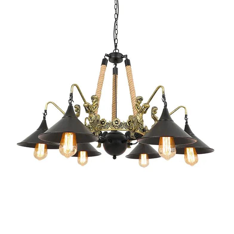 Natural Funnel Black Vintage Chandelier for Dining Room | Rebooters - Rebooters