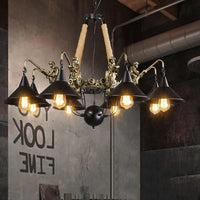 Natural Funnel Black Vintage Chandelier for Dining Room | Rebooters - Rebooters