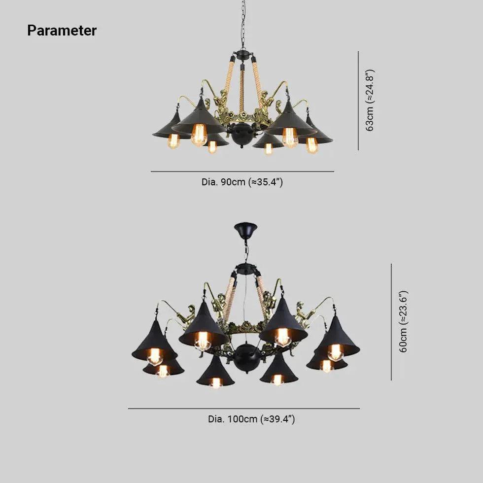 Natural Funnel Black Vintage Chandelier for Dining Room | Rebooters - Rebooters
