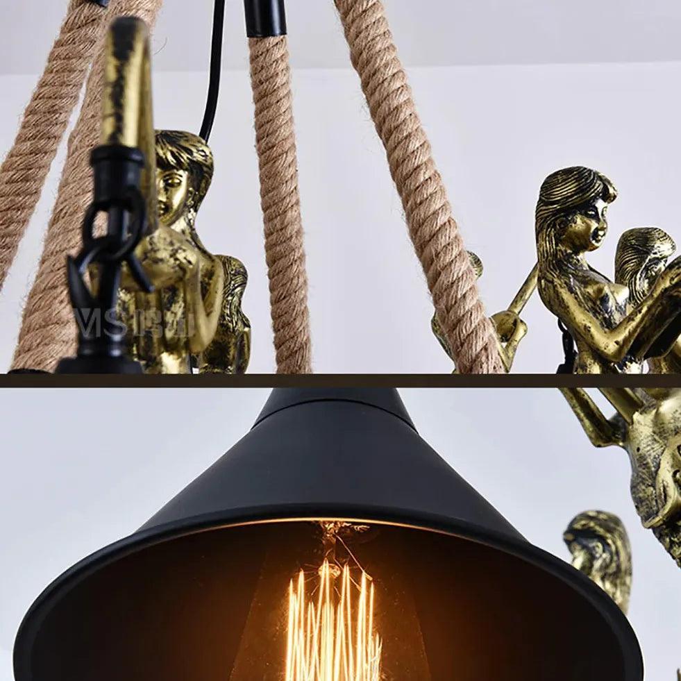 Natural Funnel Black Vintage Chandelier for Dining Room | Rebooters - Rebooters