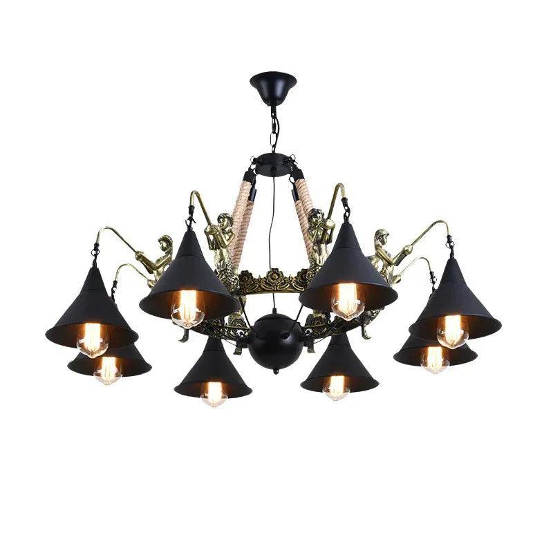 Natural Funnel Black Vintage Chandelier for Dining Room | Rebooters - Rebooters