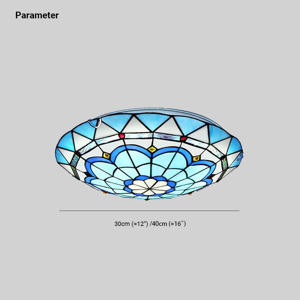 Blue Circular Glass Elegant Ceiling Lamp for Home Decor - Rebooters