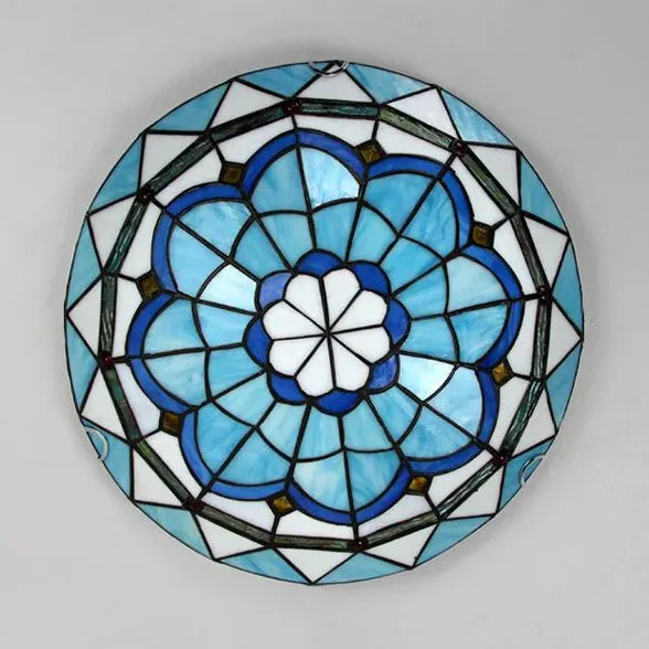 Blue Circular Glass Elegant Ceiling Lamp for Indoor Use - Rebooters