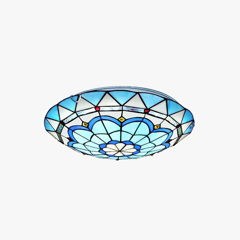 Blue Circular Glass Elegant Ceiling Lamp for Home Decor - Rebooters