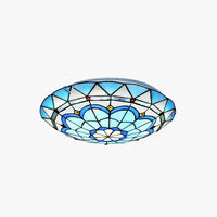 Blue Circular Glass Elegant Ceiling Lamp for Indoor Use - Rebooters