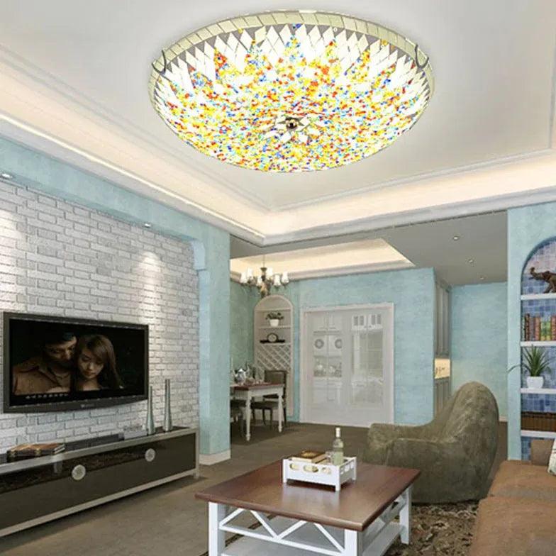 Circular Stitching Glass Modern Flush Ceiling Lights for Home - Rebooters