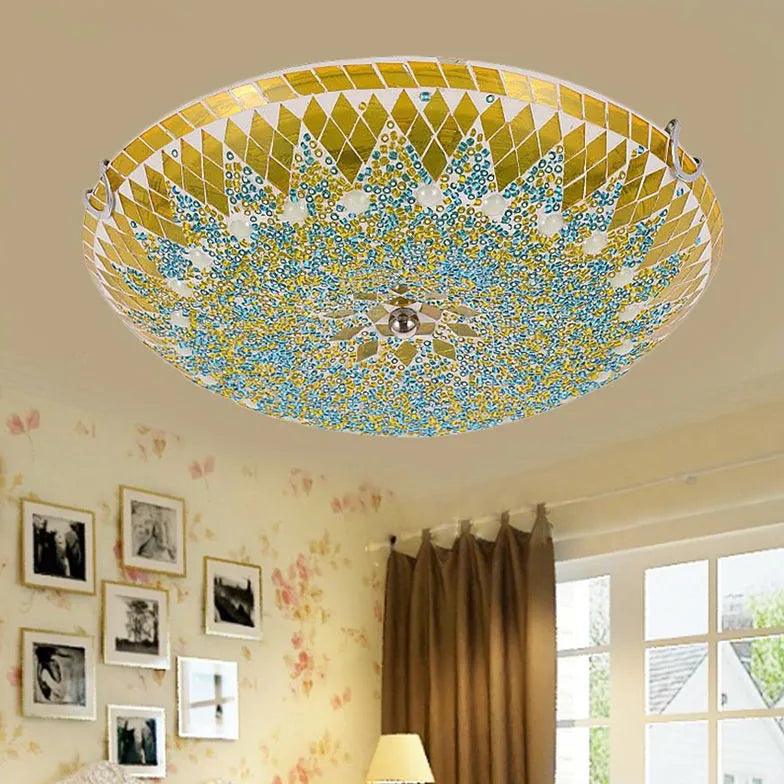 Circular Stitching Glass Modern Flush Ceiling Lights for Home - Rebooters