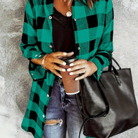 Plaid Button-Up Shirt Long Sleeves for Women - Cozy Style Rebooters Womens Shirts