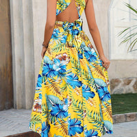 Nathalie Women's Long Paisley-Print Dress with Open Crossed Back - Rebooters -Women's Dresses