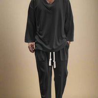 V Neck Long Sleeve Tops Set for Men Comfortable Casual Style Rebooters mens 2 piece set