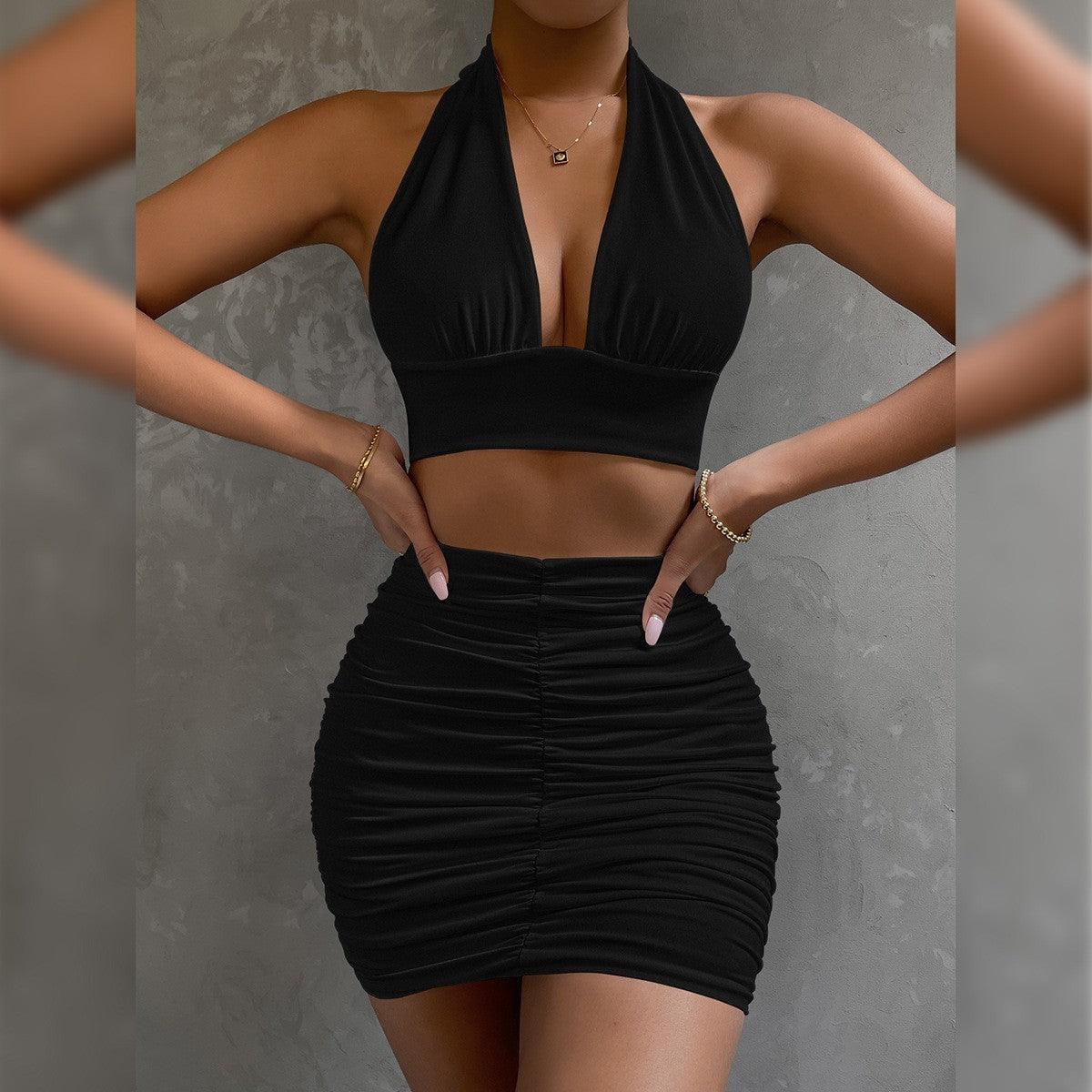 Women's Dress Suit Two-piece Lace-up Hip Top Outfit - Rebooters