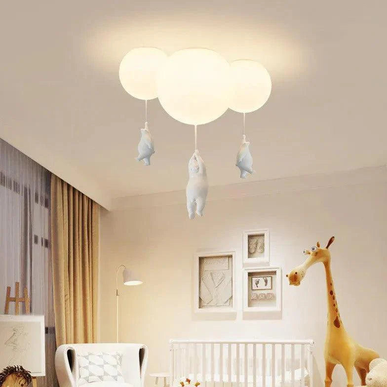 Cloud Bear Bedroom White Flush Ceiling Lights for Kids - Rebooters