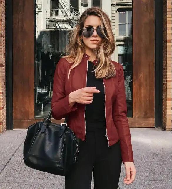 Womens Stylish Faux Leather Biker Jacket for Trendy Looks - Rebooters