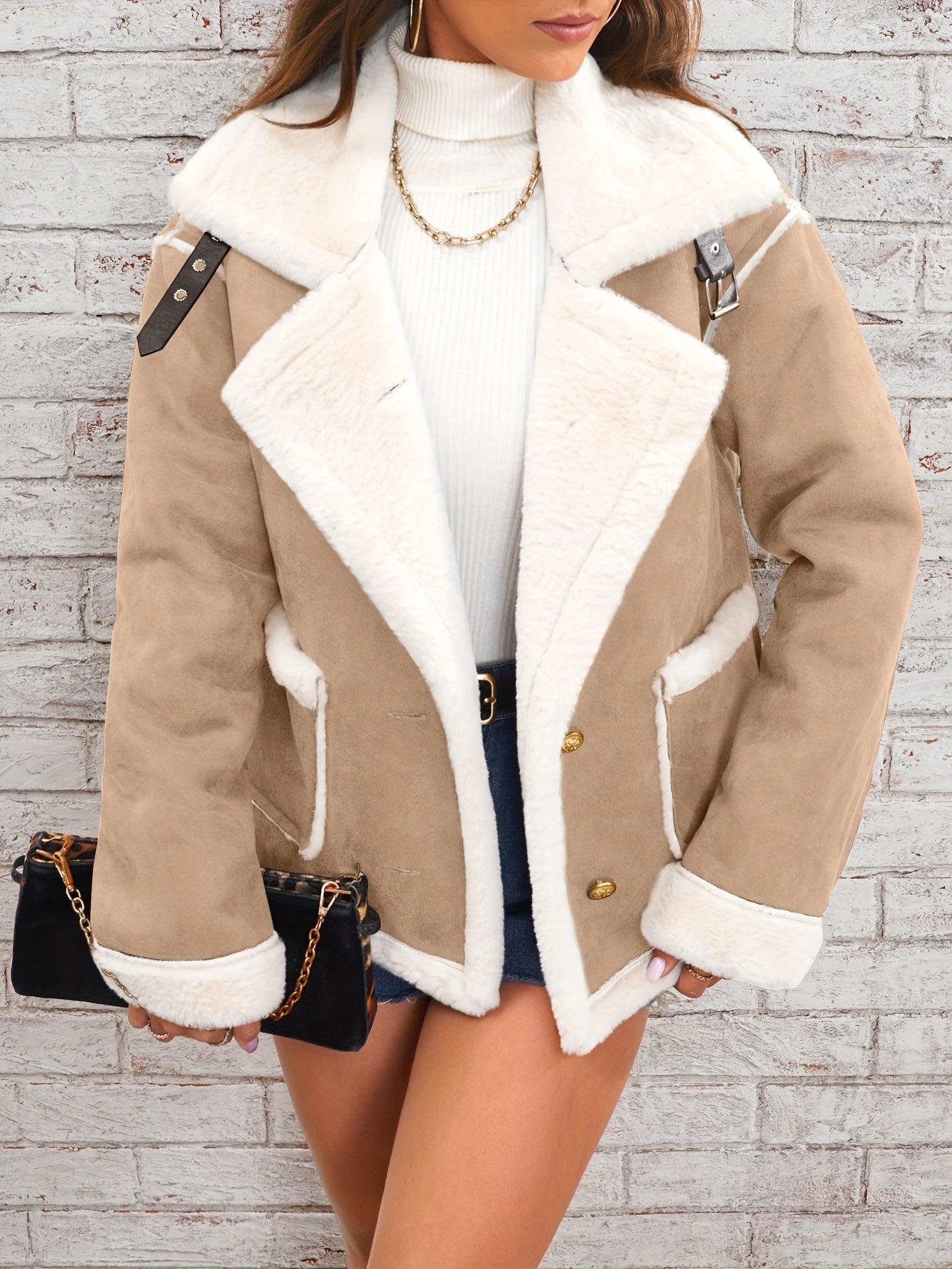 Womens Luxurious Faux Shearling Aviator Jacket for Winter - Rebooters