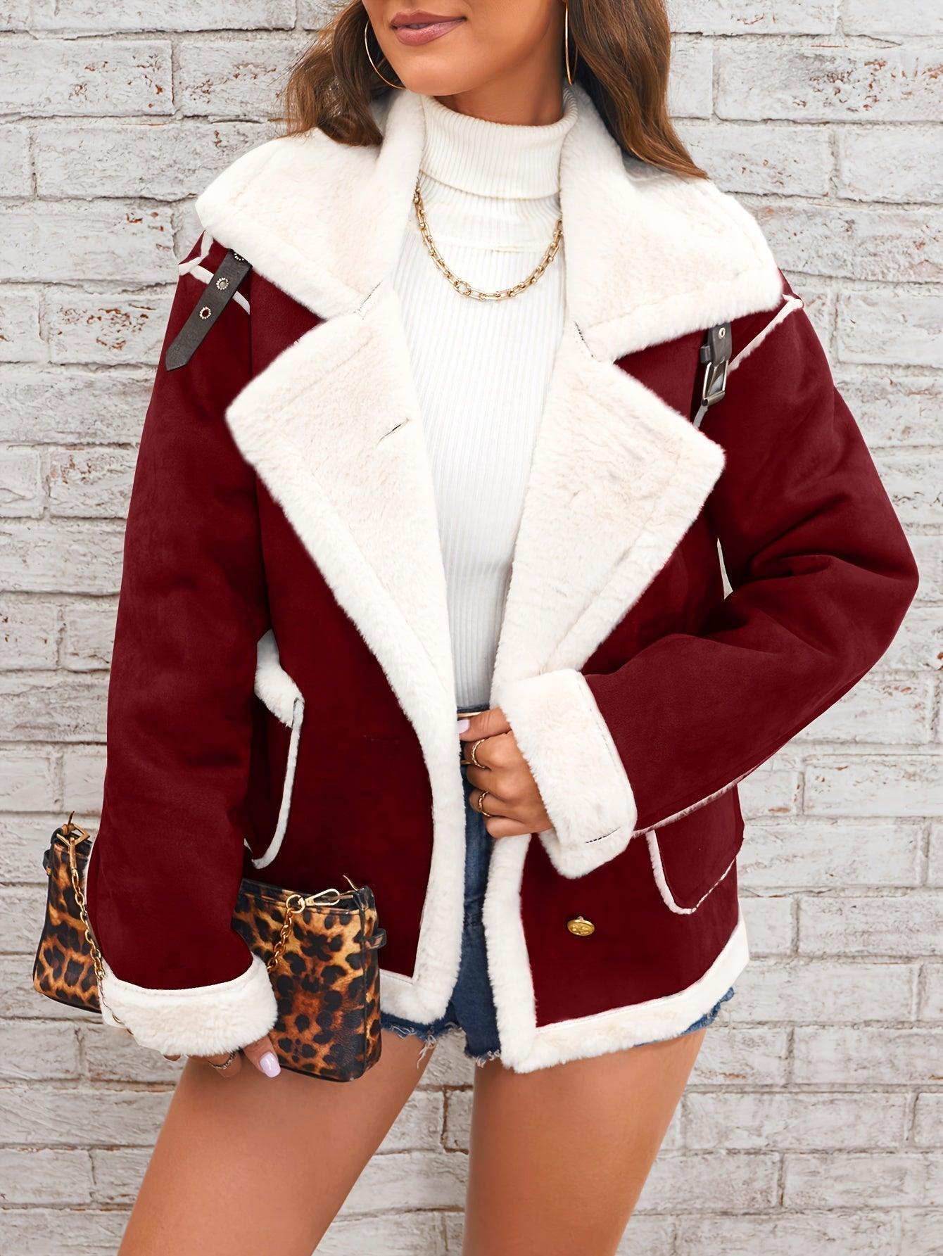 Womens Luxurious Faux Shearling Aviator Jacket for Winter - Rebooters