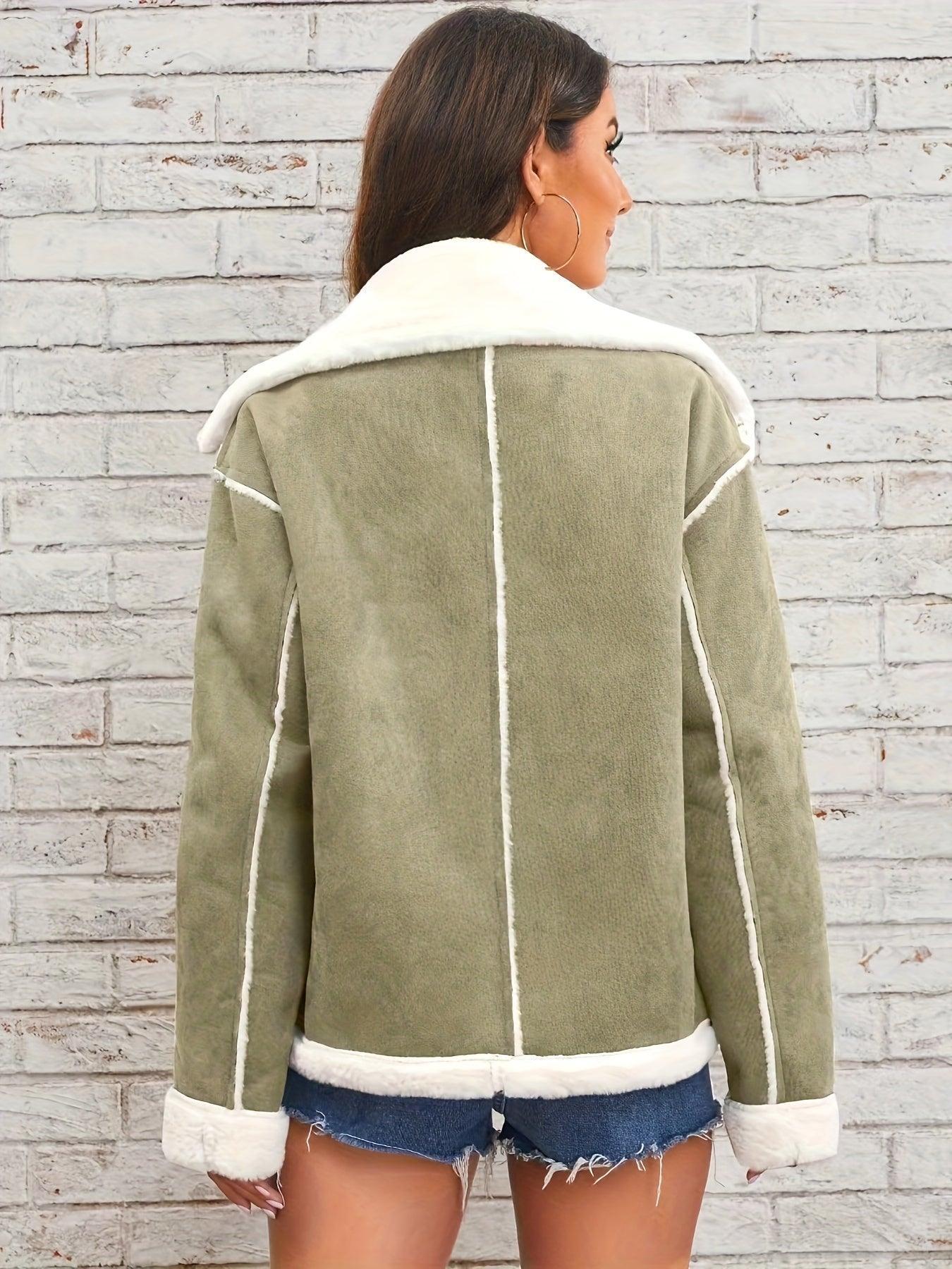 Womens Luxurious Faux Shearling Aviator Jacket for Winter - Rebooters