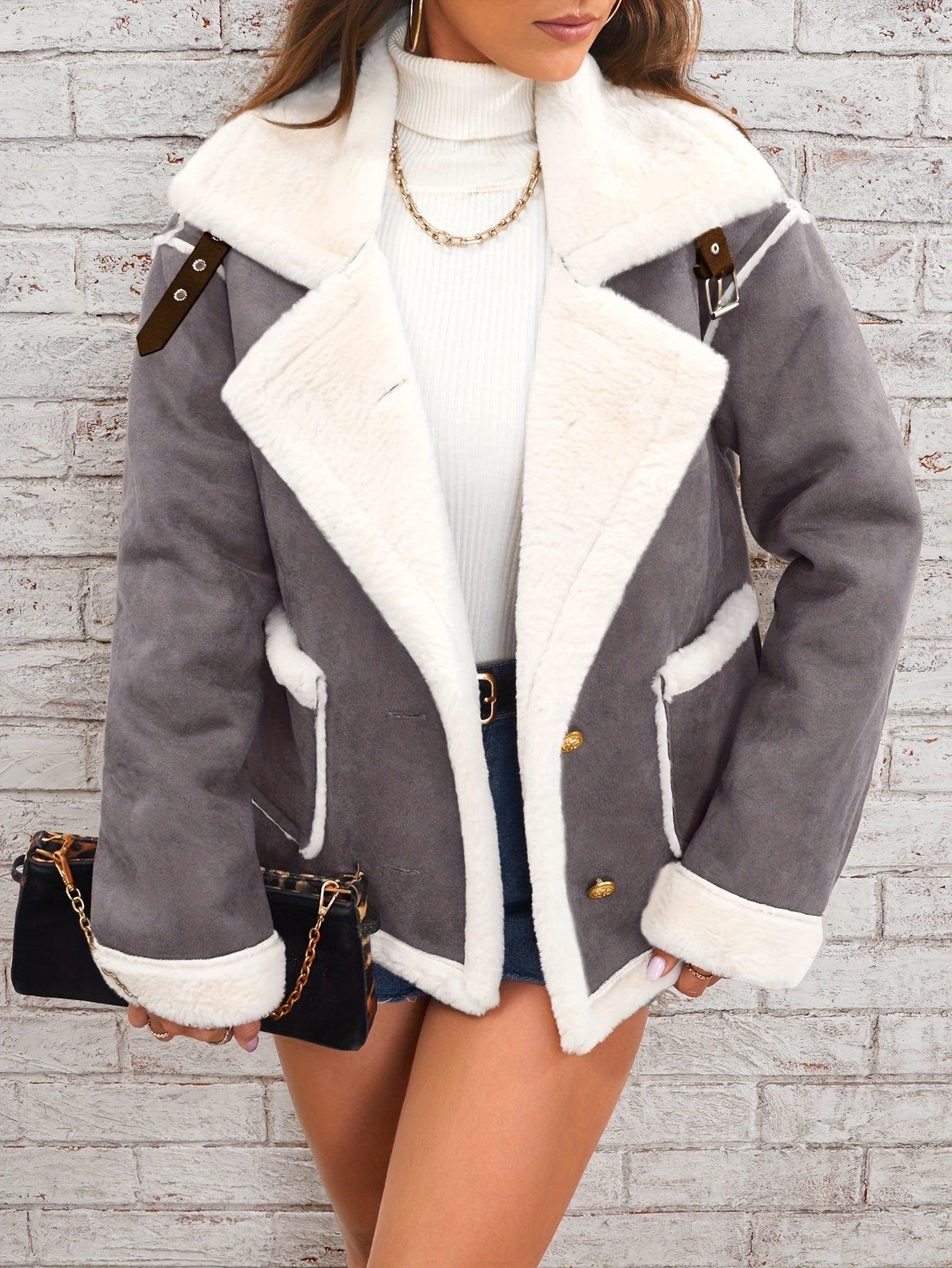 Womens Luxurious Faux Shearling Aviator Jacket for Winter - Rebooters