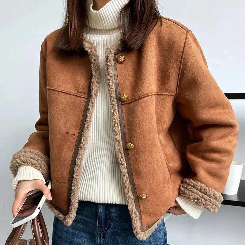 Womens Luxurious Faux Shearling Jacket for Cozy Chic Style - Rebooters