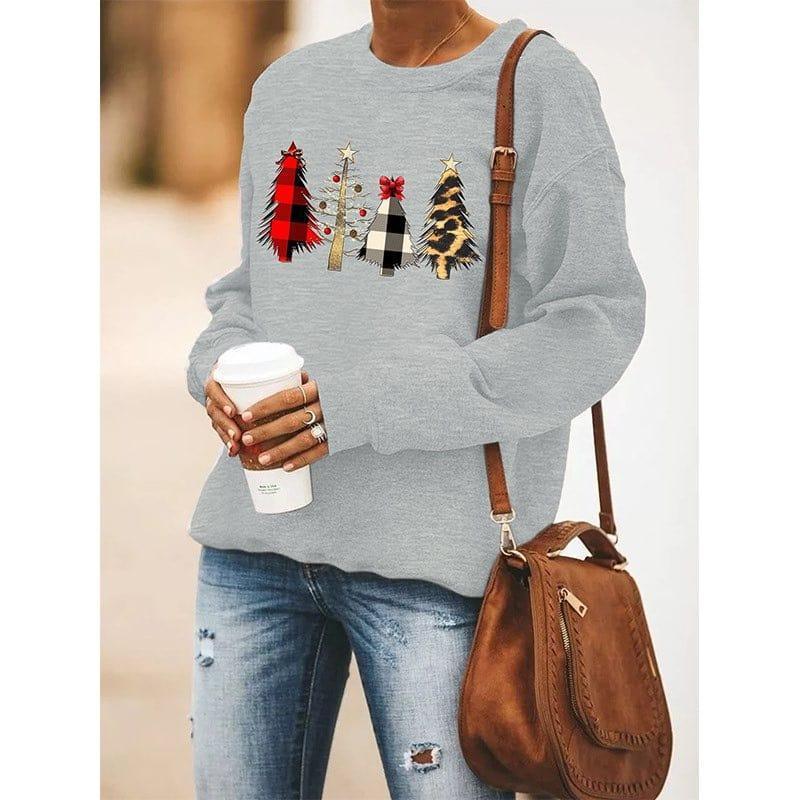 Womens Cozy Holiday Spirit Christmas Tree Sweatshirt - Rebooters