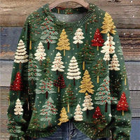 Womens Cheerful Holiday Tree Graphic Sweater for Winter Style - Rebooters
