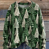 Womens Cheerful Holiday Tree Graphic Sweater for Winter Style - Rebooters