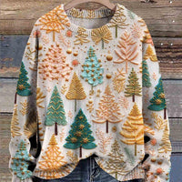 Womens Cheerful Holiday Tree Graphic Sweater for Winter Style - Rebooters